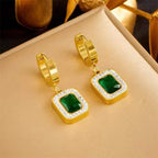 Green Emerald CZ Snake Gold Anti Tarnish Stainless Steel Necklace Bulk