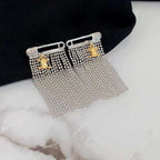 Tassel Chain Safety Pin Silver Anti Tarnish Dangling Earring Bulk