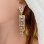 Pearl Drop CZ 18K Gold Anti Tarnish Festive Tassel Long Earring Bulk