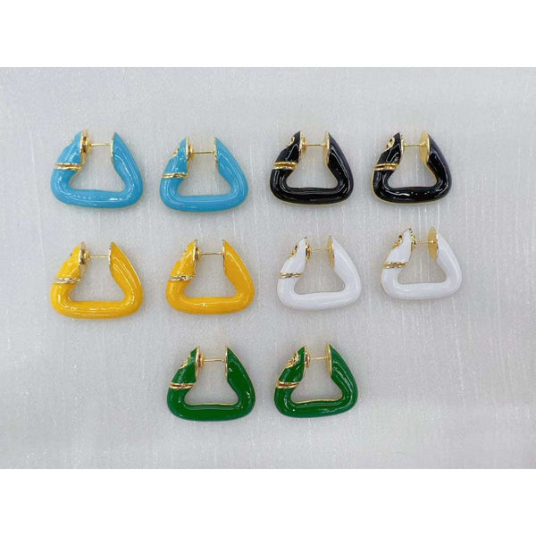 Colorful Geometric Triangle 18K Gold Hoop Earring For Women Bulk Secondary image