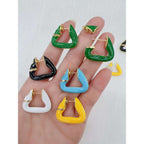 Colorful Geometric Triangle 18K Gold Hoop Earring For Women Bulk