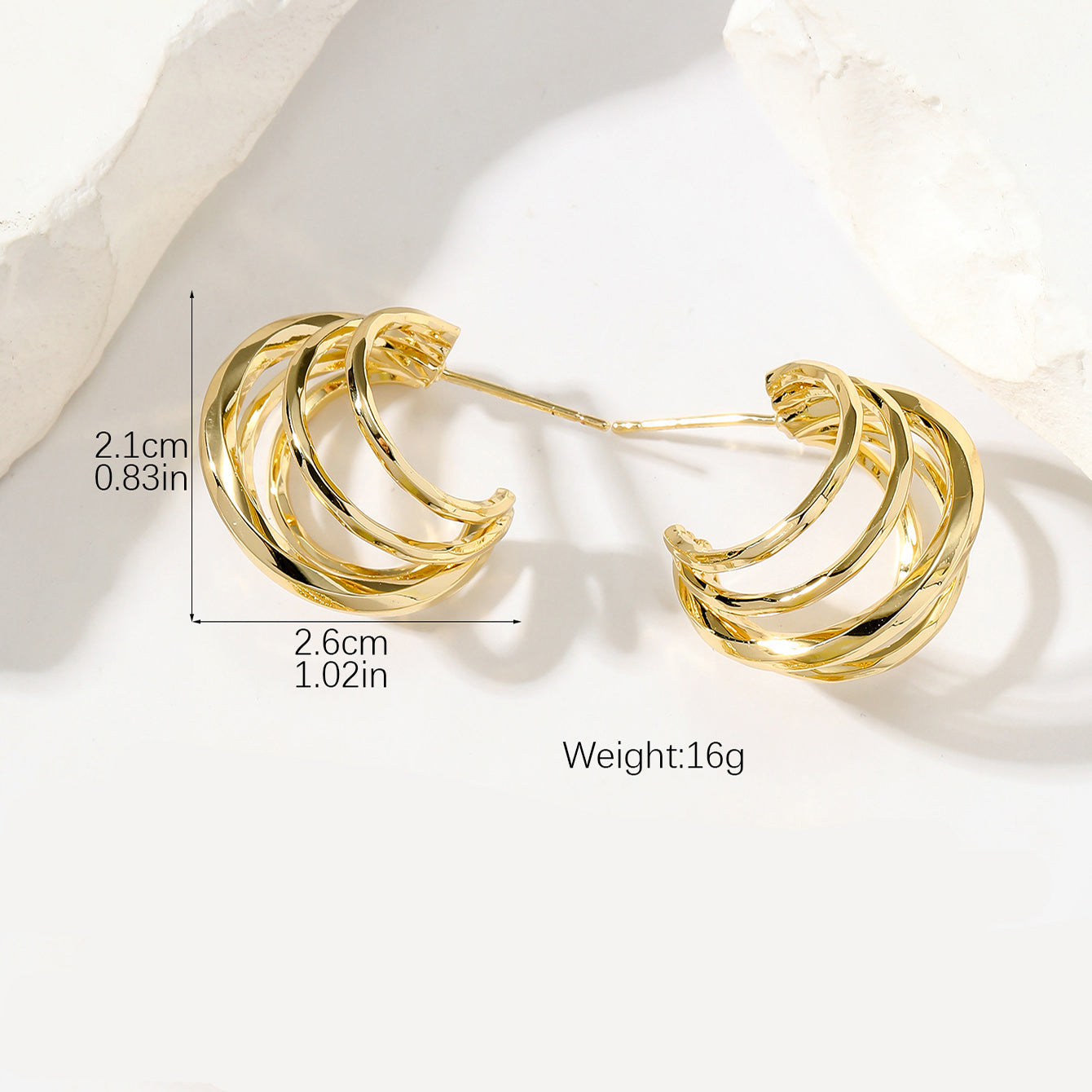 5 Layer Wire 18K Gold Anti Tarnish Hoop Earring For Women Bulk