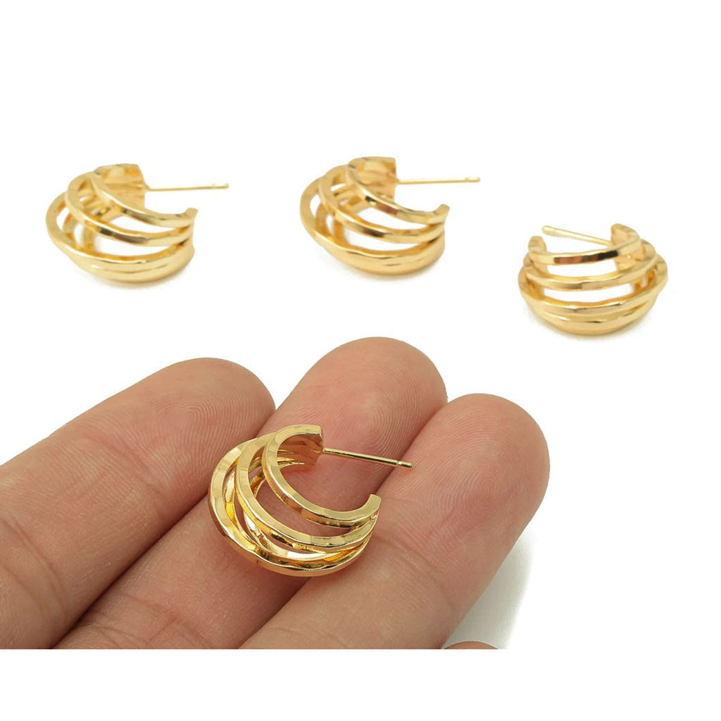 5 Layer Wire 18K Gold Anti Tarnish Hoop Earring For Women Bulk