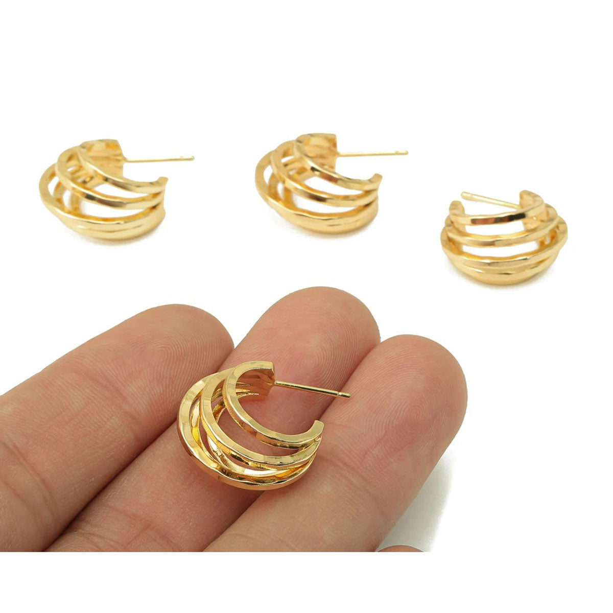 5 Layer Wire 18K Gold Anti Tarnish Hoop Earring For Women Bulk