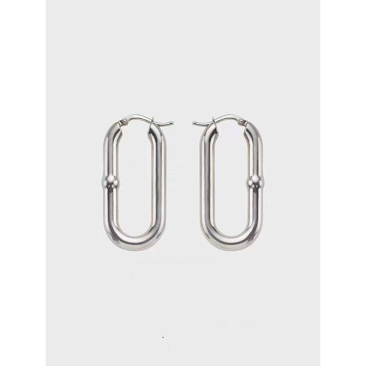Slim 316L Stainles Steel Anti Tarnish Oval Hoop Earring for Women Main image