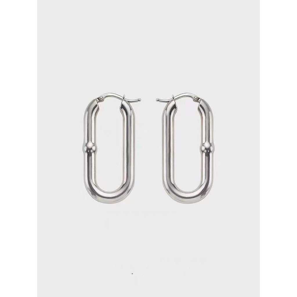 Slim 316L Stainles Steel Anti Tarnish Oval Hoop Earring for Women
