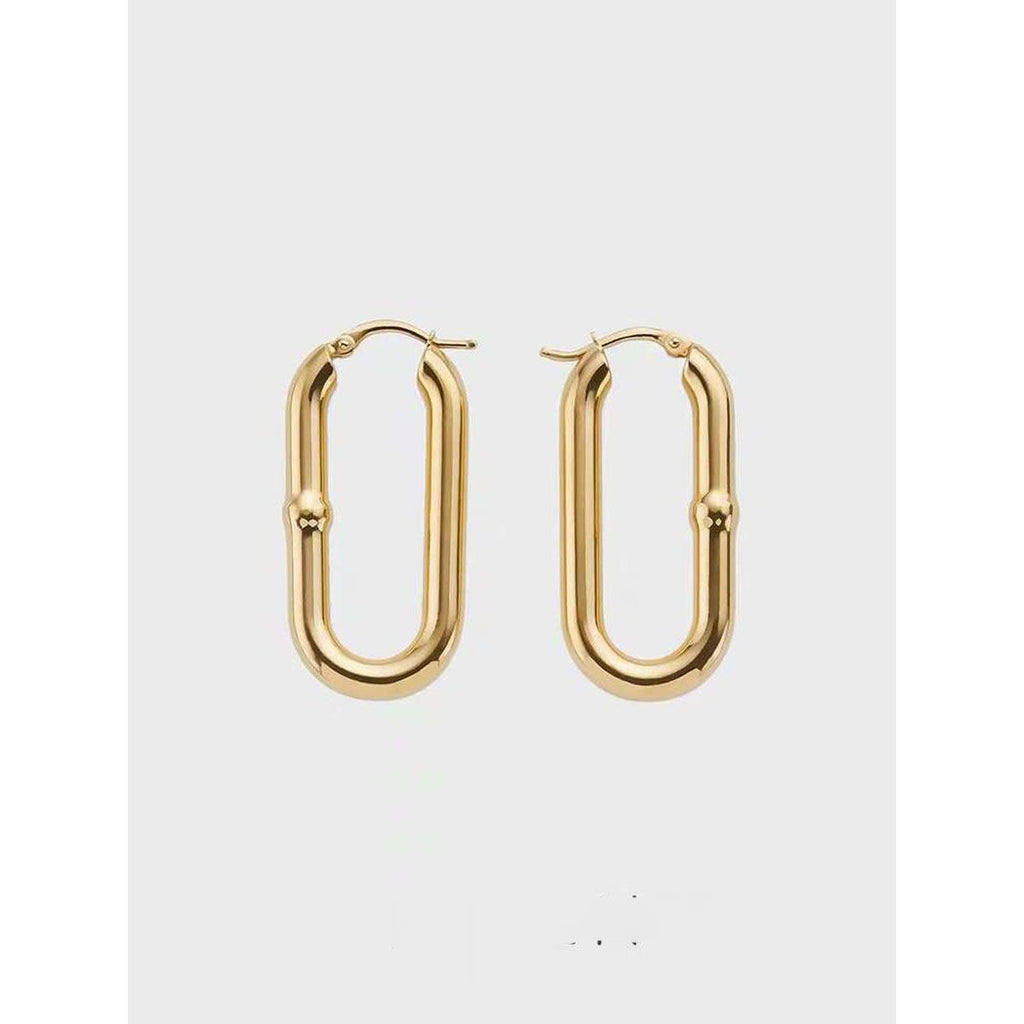 Slim 316L Stainles Steel Anti Tarnish Oval Hoop Earring for Women