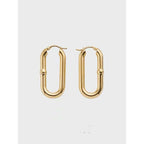 Slim 316L Stainles Steel Anti Tarnish Oval Hoop Earring for Women