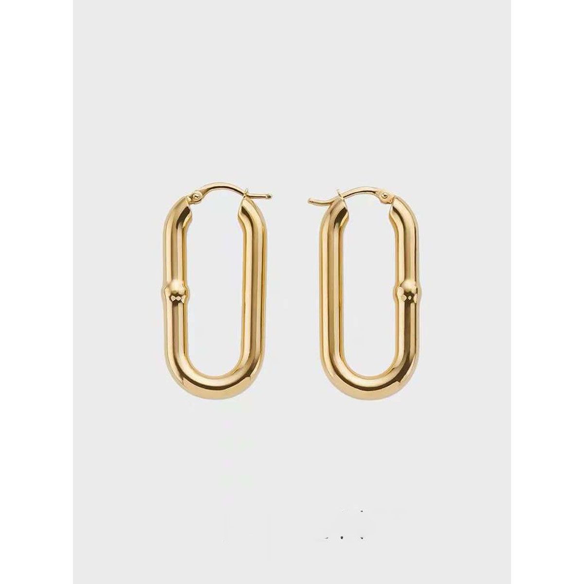 Slim 316L Stainles Steel Anti Tarnish Oval Hoop Earring for Women
