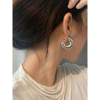 Crescent Stainless Steel Glossy Silver Anti Tarnish Hoop Earring Bulk