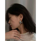 Crescent Stainless Steel Glossy Silver Anti Tarnish Hoop Earring Bulk