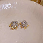 Dual Flower Silver 18K Gold Anti Tarnish Stud Earring For Women Bulk
