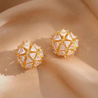 Trillion Triangle CZ 18K Gold Anti Tarnish Ball Hoop Earring Bulk
