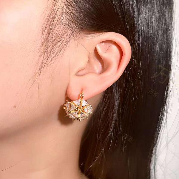 Trillion Triangle CZ 18K Gold Anti Tarnish Ball Hoop Earring Bulk Secondary image