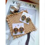 Queen Coin Ginni Two Tone Antique Vintage Retro Stud Earring Bulk