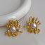 Wild Flower Pearl CZ 18K Gold Anti Tarnish Stud Earring Bulk