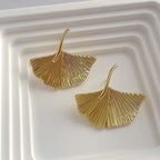 Etched Fan 18K Gold Anti Tarnish Earring For Women Bulk