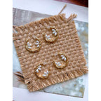 Three Pearl Crescent 18K Gold Anti Tarnish Hoop Earring for Women