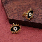 Oval Evil Eye Eyelash Blue Gold Copper Enamel Stud Earring Pair Bulk
