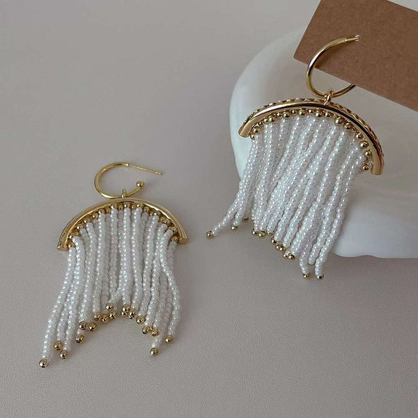 Tassel Pearl White 18K Gold Anti Tarnish Dangler Earring Women Bulk Secondary image
