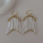 Tassel Pearl White 18K Gold Anti Tarnish Dangler Earring Women Bulk