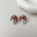 Venetian Face Mask Enamel Multi Gold Anti Tarnish Stud Earring Bulk