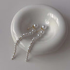 Pearl White 18K Gold Anti Tarnish Dangler Tassel Earring Women Bulk
