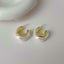 Frosted White Gold Anti Tarnish Mother Of Pearl Hoop Earring Pair Bulk