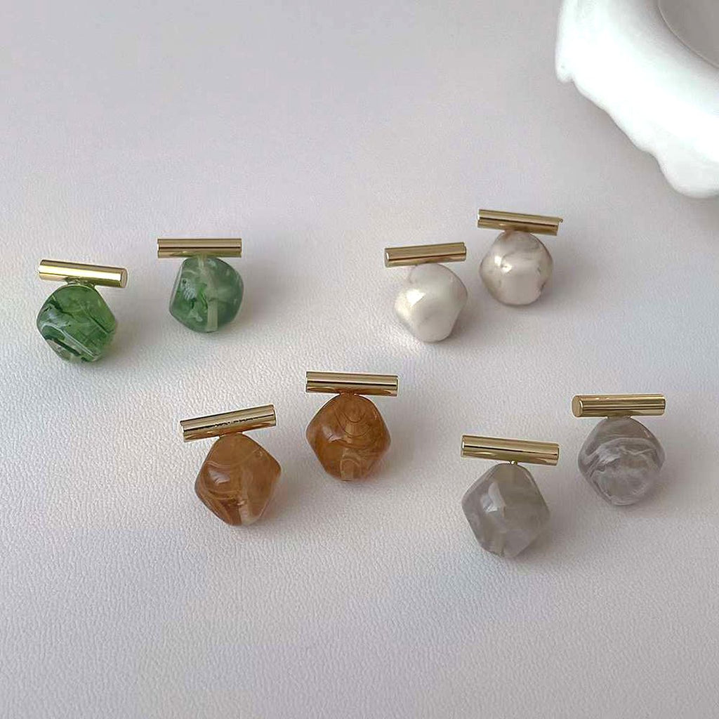 Emerald Green 18K Gold Anti Tarnish Gemstones Stud Earring Pair Bulk