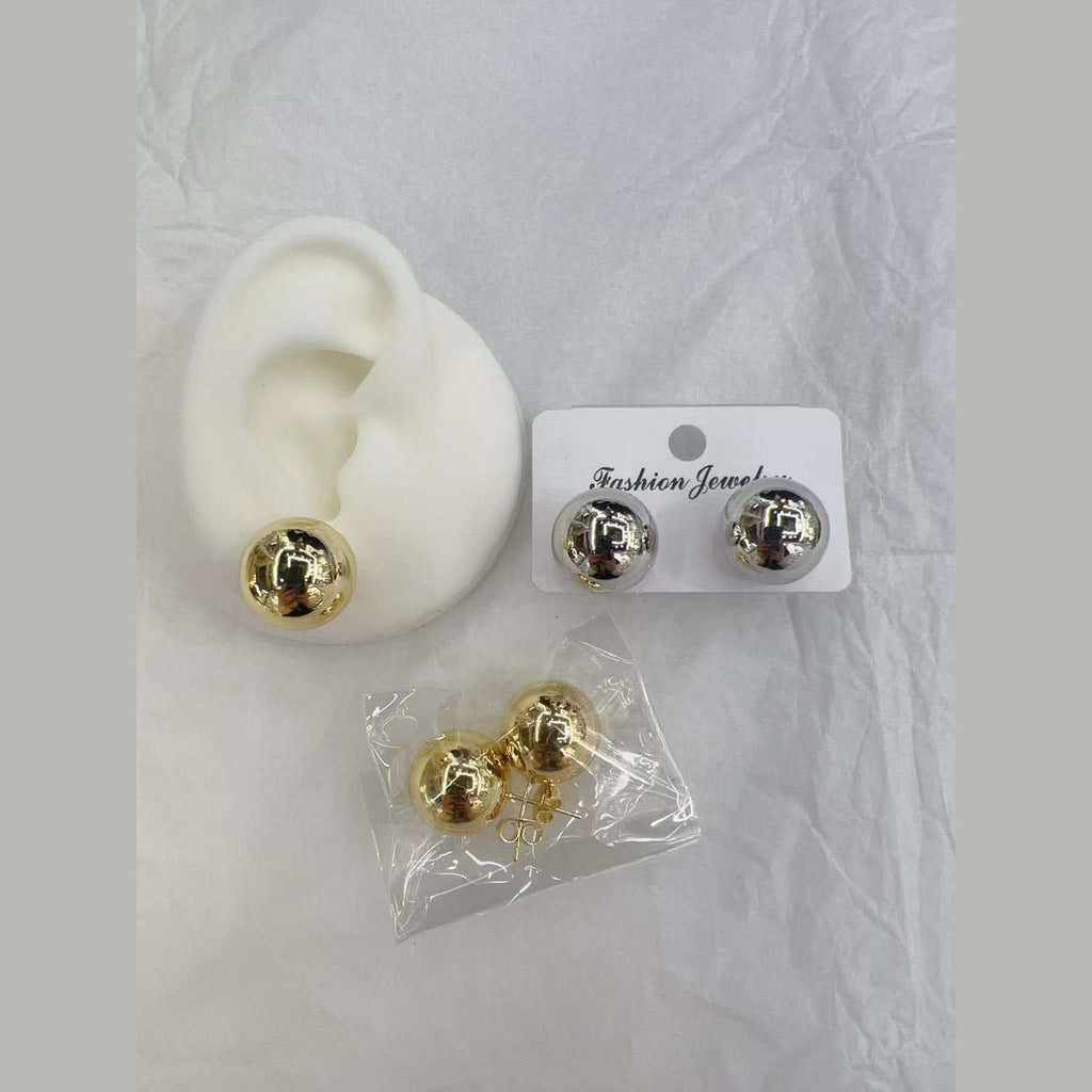 Glossy Ball 18K Gold Anti Tarnish Stud Earring Pair For Women Bulk