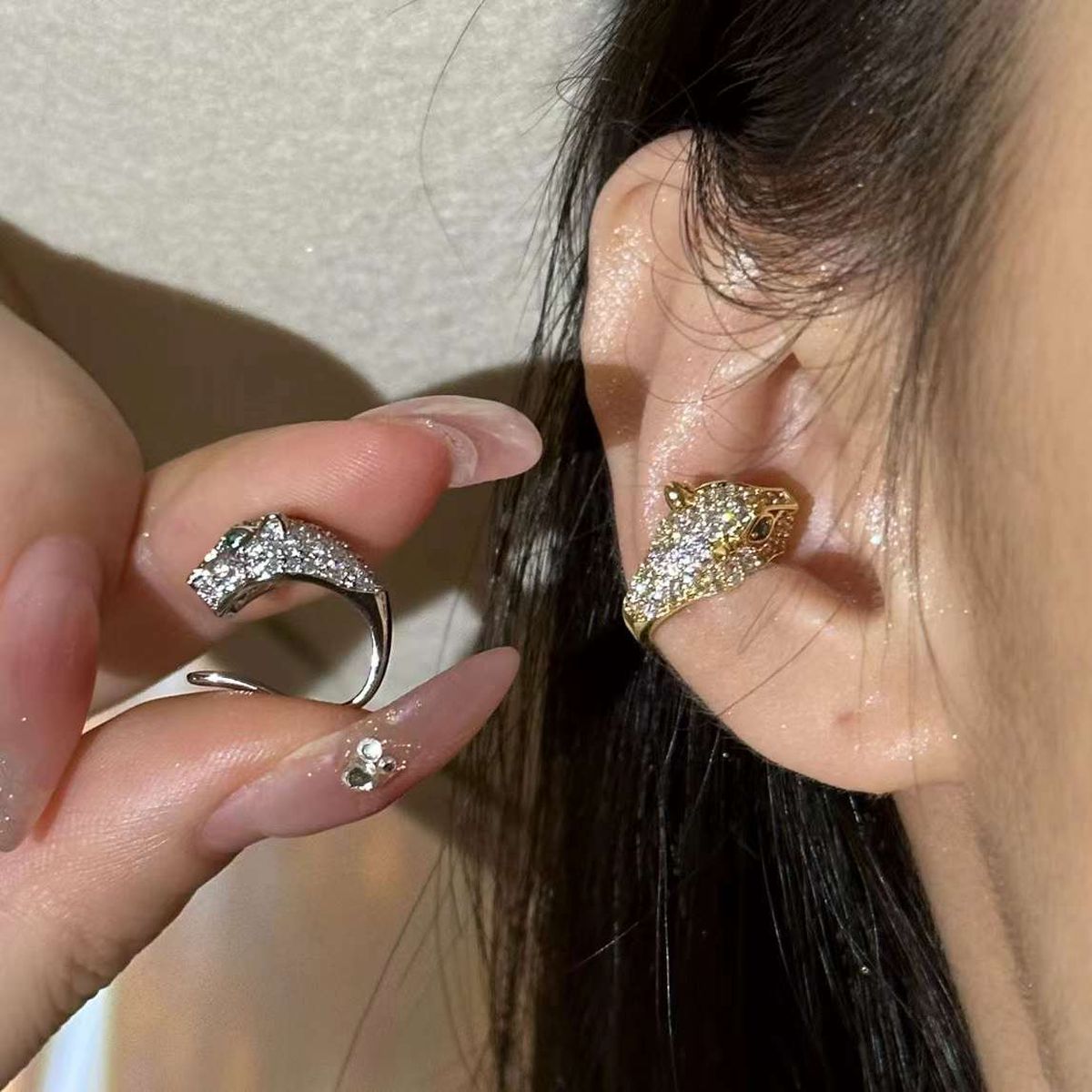 Panther Cubic Zirconia 18K Gold Anti Tarnish Conch Ear Cuff Pair Bulk