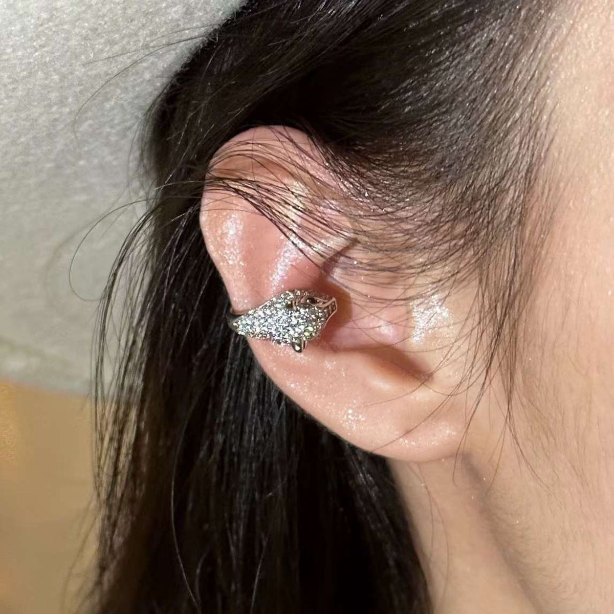 Panther Cubic Zirconia 18K Gold Anti Tarnish Conch Ear Cuff Pair Bulk