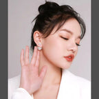 Double Side Pearl Cubic Zirconia Anti Tarnish Silver Stud Earring Bulk