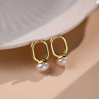 Ball Pearl White 18K Gold Anti Tarnish Hoop Drop Earring Pair Bulk