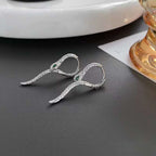 Snake Green CZ Silver Copper Anti Tarnish Hoop Drop Earring Pair Bulk