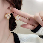 Clover CZ 18K Gold Copper Anti Tarnish Stud Earring Pair Bulk