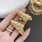 Dented Fold 18K Gold Copper Anti Tarnish Dangler Earring Pair Bulk