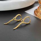 Snake Green CZ Silver Copper Anti Tarnish Hoop Drop Earring Pair Bulk