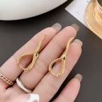 Snake Green CZ Silver Copper Anti Tarnish Hoop Drop Earring Pair Bulk