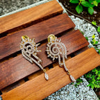 Floral White 18K Gold CZ Anti Tarnish Danglers Earring Pair Bulk