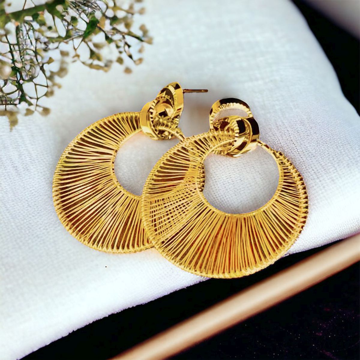 Filigree 18K Gold Anti Tarnish Dangler Chandelier Hoop Earring Bulk