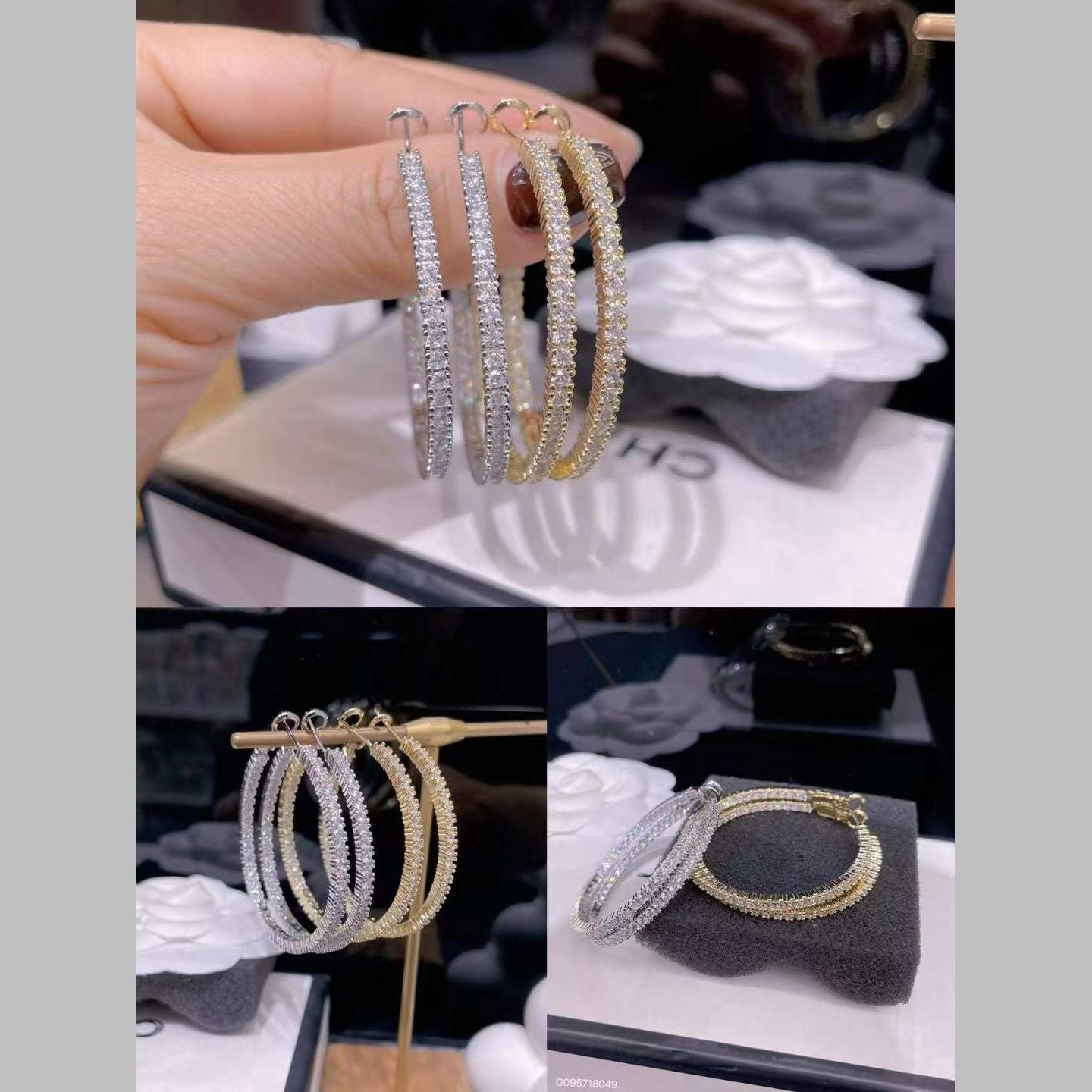 Stylish 18K Gold Cubic Zirconia Anti Tarnish Hoop Earring Women Bulk Main image