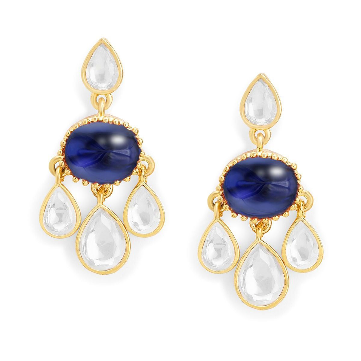 Copper CZ Crystal Emerald Blue Gold Dangler Drop Earring Bulk Secondary image