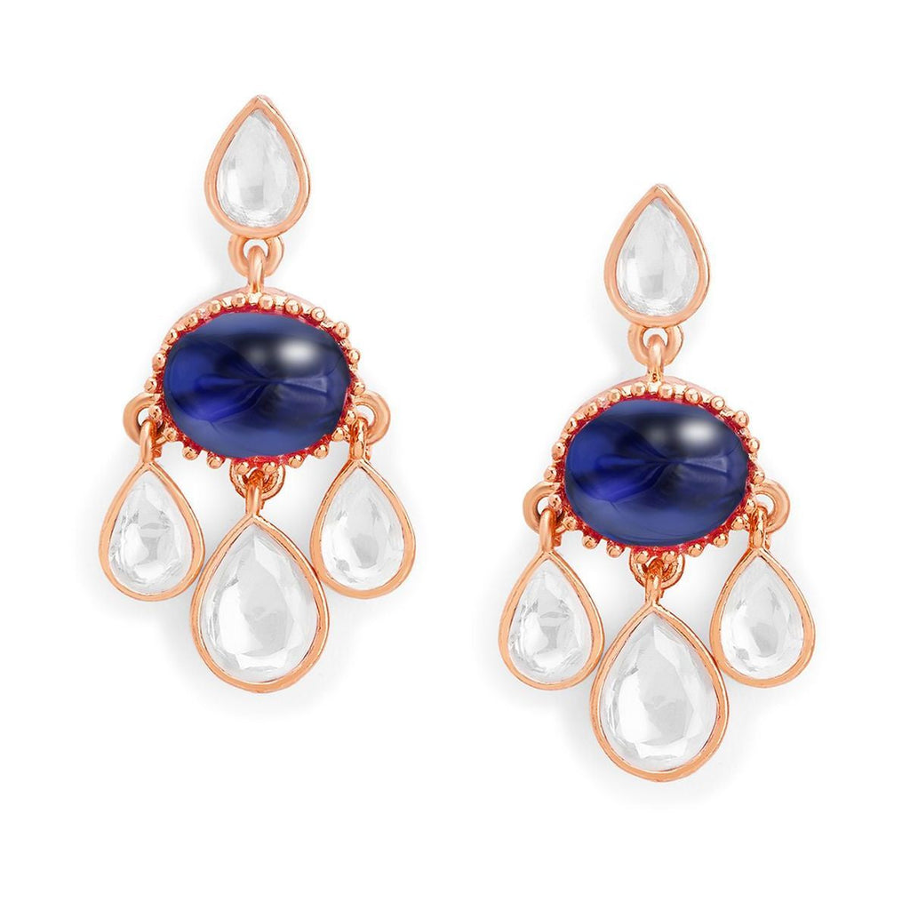 Copper CZ Crystal Emerald Blue Gold Dangler Drop Earring Bulk