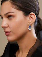 Copper CZ Crystal Emerald Blue Gold Dangler Drop Earring Bulk