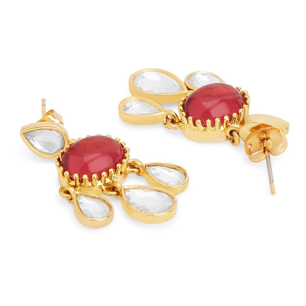 Copper Cubic Zirconia Crystal Ruby Red Gold Dangler Drop Earring Bulk