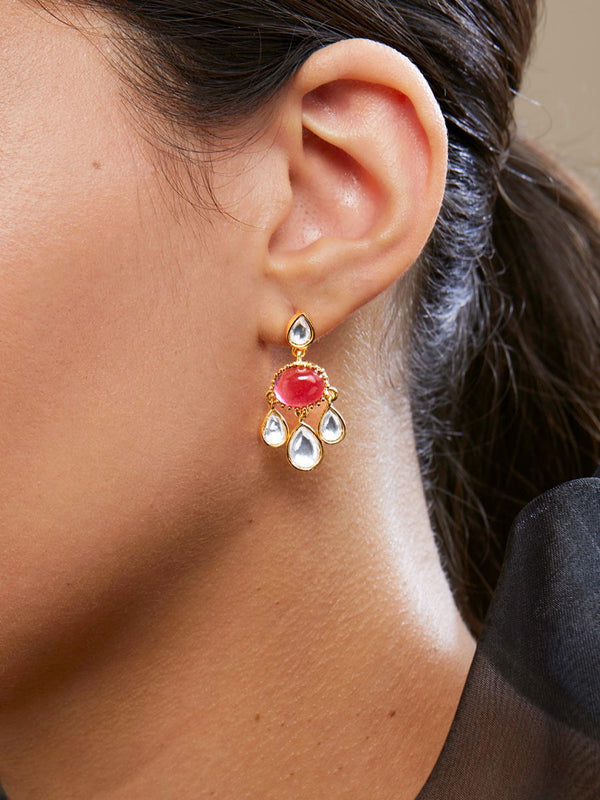 Copper Cubic Zirconia Crystal Ruby Red Gold Dangler Drop Earring Bulk Main image