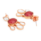 Copper Cubic Zirconia Crystal Ruby Red Gold Dangler Drop Earring Bulk