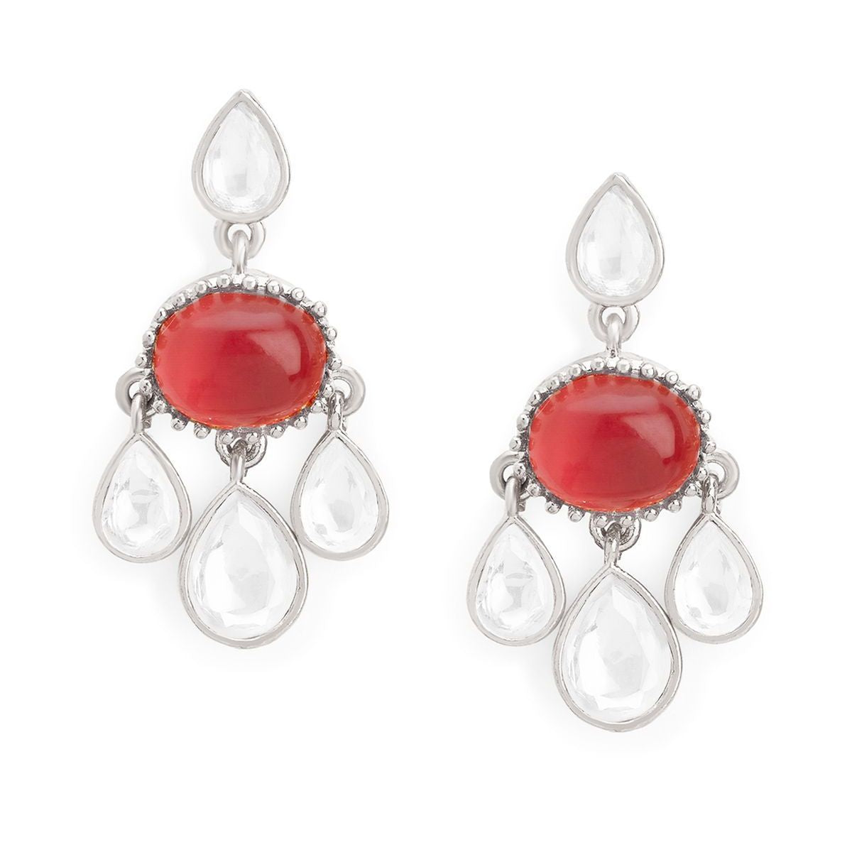 Copper Cubic Zirconia Crystal Ruby Red Gold Dangler Drop Earring Bulk