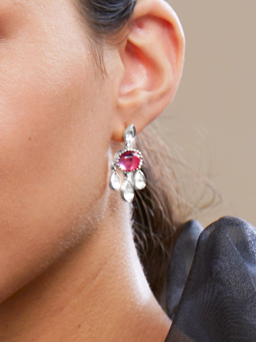 Copper Cubic Zirconia Crystal Ruby Red Gold Dangler Drop Earring Bulk